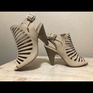 Sand Colored Peep Toe Heels